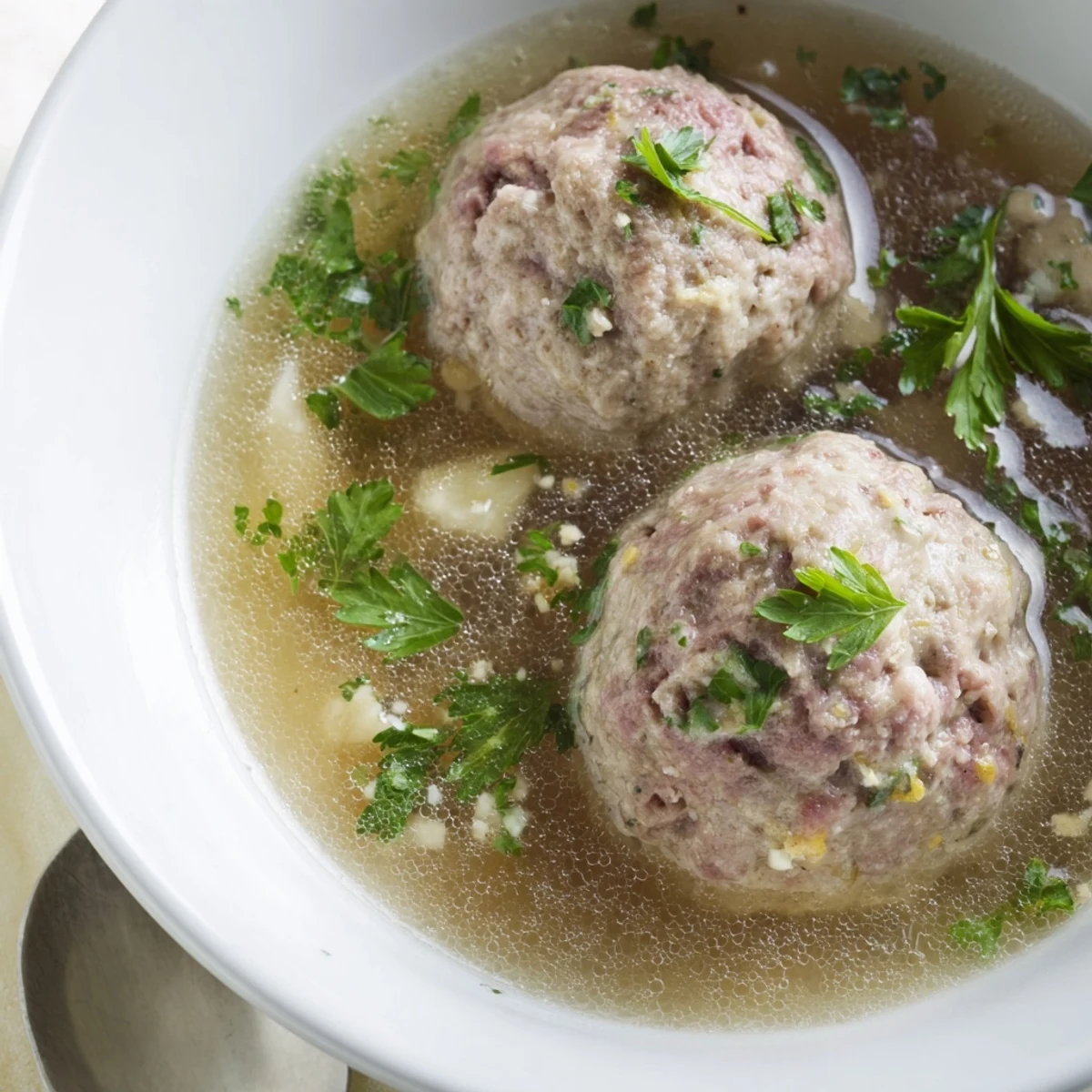 Saftige Leberknödel, ideal in einer aromatischen Rinderbrühe für gemütliche Mahlzeiten.